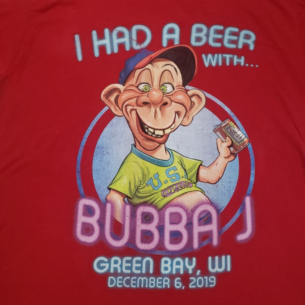 Jeff Dunham Shirt Mens Large Red Short Sleeve I Had A Beer‎ With Bubba J